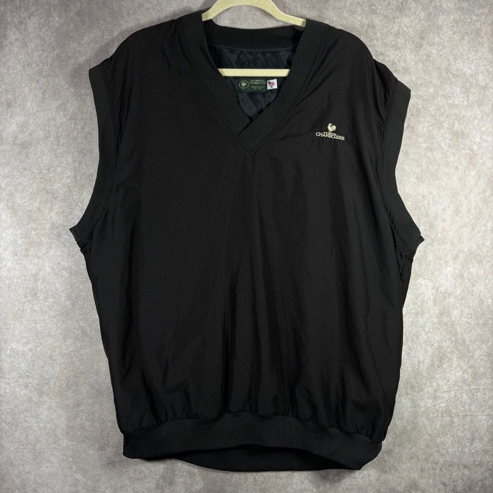 Chanticleer Golf Vest Mens XL Black Greenville Country Club V-Neck Windbreaker